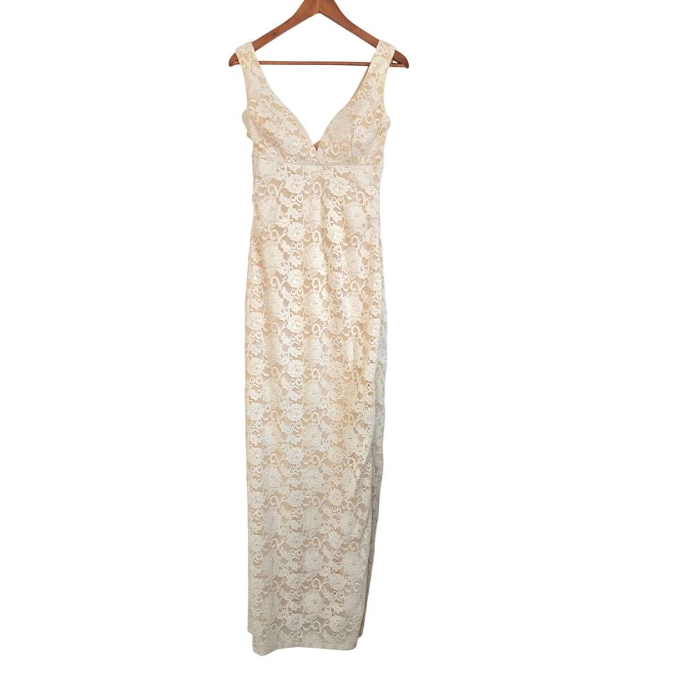 Soft Romantic Coquette Ivory Lace Maxi Bridal Core Soft Whimsigoth Dress M
